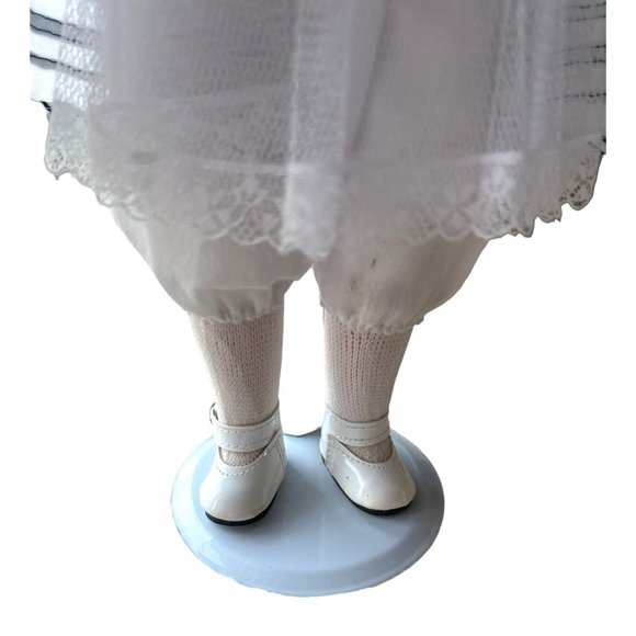 Vintage Porcelain Doll Dressed in a Sailor Dress 15 Inches Tall - Stand Included - Picture 7 of 7